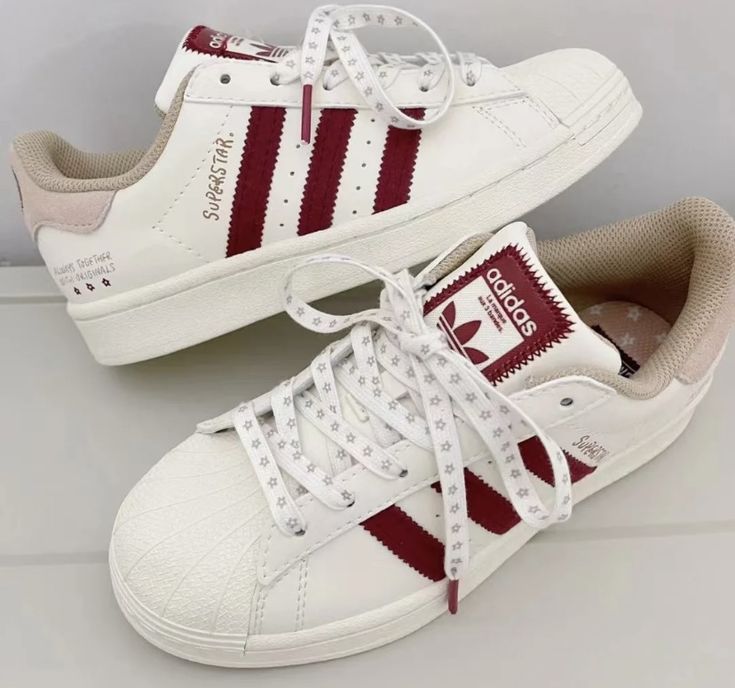 Adidas Superstar White Burgundy